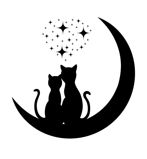 Chats amour avec vecteur de lune 03 lune chats avec amour   