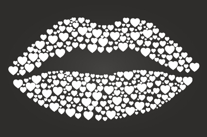 Lèvres de tableau noir avec le vecteur de coeur Tableau noir lèvres coeur   