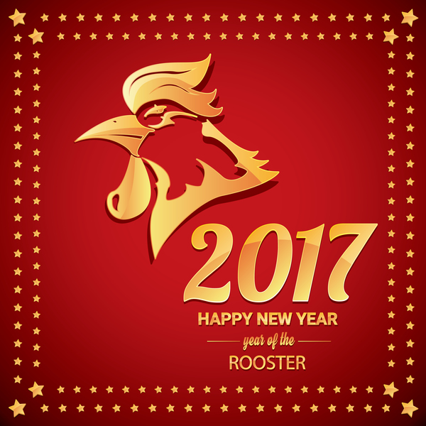 酉と赤の背景ベクトル05と中国の新年2017 赤 新しい 年 中国人 オンドリ 2017   