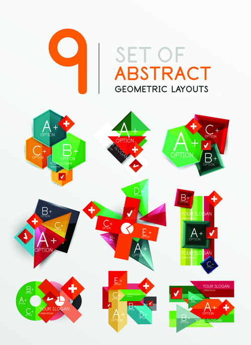 Éléments infographiques en origami colorés vecteur d’illustration 10 infographie illustration elements couleur   