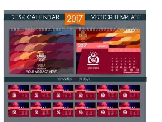 会社2017デスクカレンダーデザインベクターテンプレート03 机 会社 カレンダー 2017   