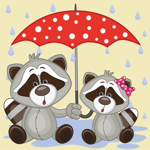かわいい動物と傘漫画ベクトル17 動物 傘 かわいい動物 かわいい   