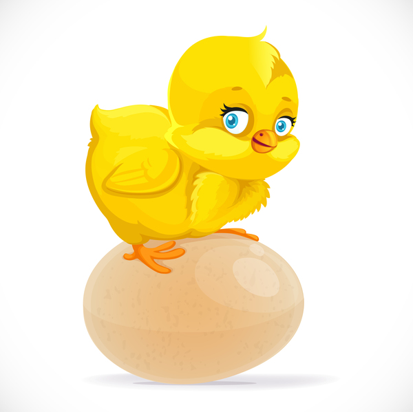 Niedliches gelbes Cartoon-Küken mit Eiervektor gelb Ei cute chick cartoon   