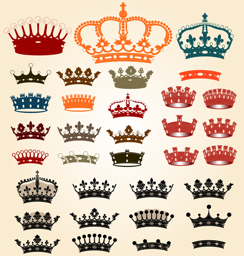 Différents vecteurs de couleur de couronne royale royal different Couronne   