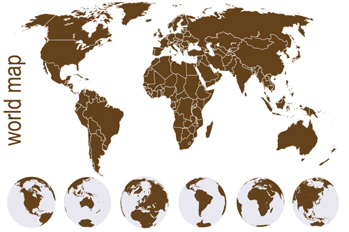 Erde mit Weltkarten-Vektormaterial 02 Welt material Karte Erde   