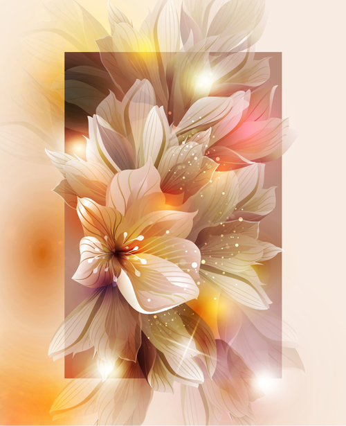Fantasy Blumen glänzenden Vektorhintergrund 04 Vector-Hintergrund shiny Hintergrund Fantasy-Blume fantasy Blumen Blume   