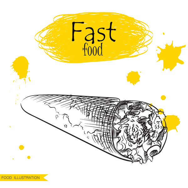 Fast-Food-Illustration Hand Zeichnung Vektoren 03 Zeichnung hand fast Essen   