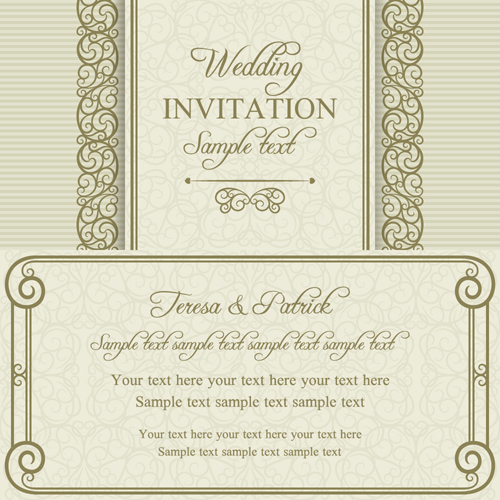 Floral fleuri mariage invitation cartes vecteur ensemble 06 mariage invitation floral fleuri cartes d’invitation   