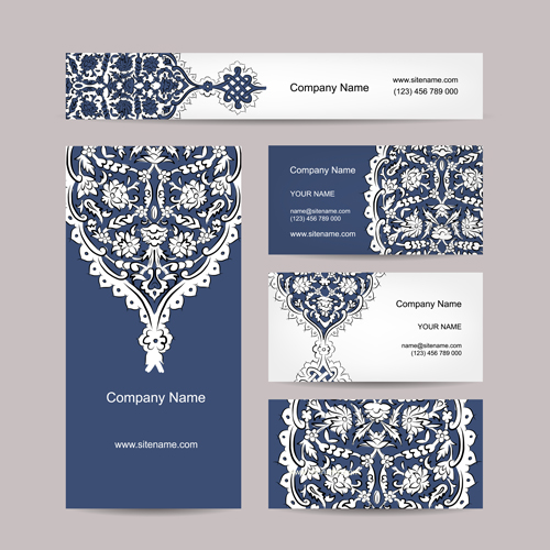 Floral Stil Visitenkarten Kit Vektor 05 Visitenkarte kit Karten business   
