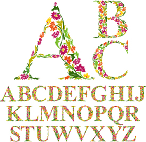 Fleur alphabets lettres vecteurs 05 lettres fleur alphabets   