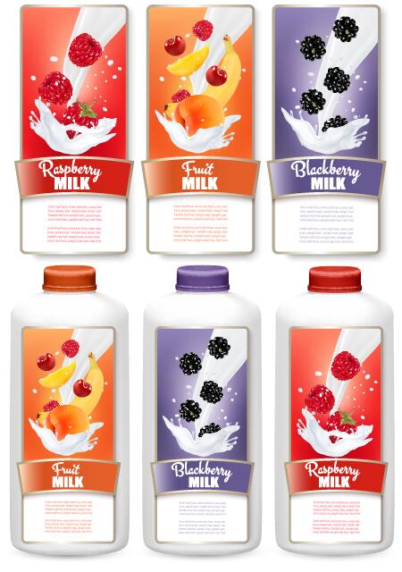 Obstmilch-Marke Aufkleber Vektorvorlage 03 Obst Milch Marke Aufkleber   