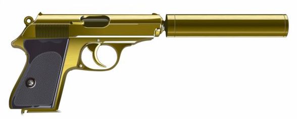 Pistolet d’or avec le vecteur de silencieux silencieux pistolet golden   