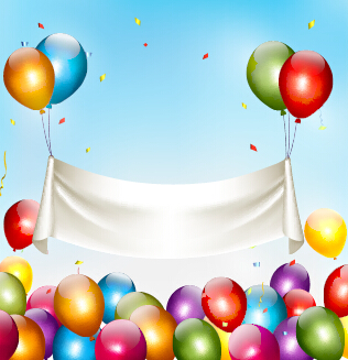 Happy birthday bunte Luftballons Kunst Hintergrund Vektor 05 Hintergrund happy birthday Geburtstag Bunt ballons   