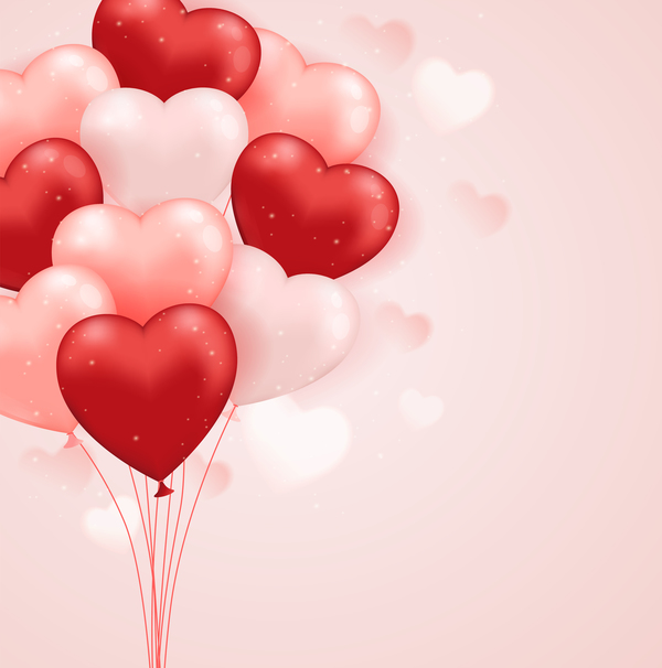 Ballon de forme de coeur avec le vecteur de fond rose rose forme coeur ballon   