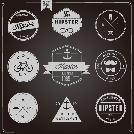 Hipster style badges et étiquettes vectorielles graphiques 03 hipster étiquettes étiquette badges badge   