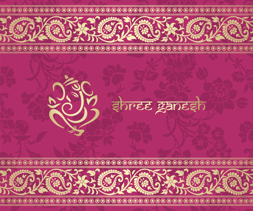 ピンクの背景ベクトル01とインドの花飾り 装飾 花 ピンク インド   