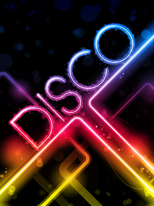 Neon Disco musique Party Flyers Design vecteur 01 neon musique flyer fête disco   