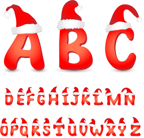 赤いキャップベクトルと赤のクリスマスのアルファベット 赤 クリスマス キャップ アルファベット   