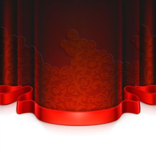 装飾的なテープベクトルとの赤いカーテン04 赤 装飾 テープ カーテン   