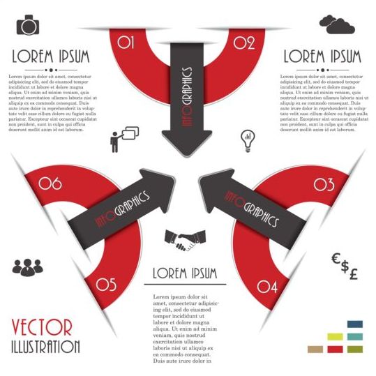Rouge avec le vecteur créatif d’infographie noir 07 rouge Noir infographique Créatif   