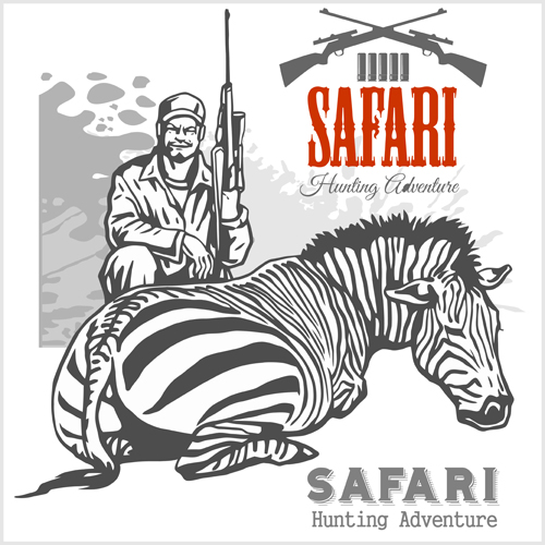 Safari chasse clud poster vecteur 02 safari poster clud chasse   