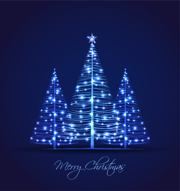 青い背景ベクトルを持つ光沢のある青いクリスマスツリー04 青 木 光沢のある クリスマス   