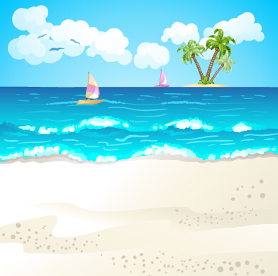 夏のビーチ旅行イラスト背景ベクトル05 背景 旅行 夏 ビーチ イラスト   