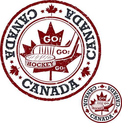 Vintage canada Hockey-Stempel-Vektormaterial 07 vintage Stempel material Kanada hockey   