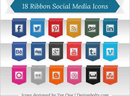 Creative Ribbon Social Media Icons social media icons free bbon   