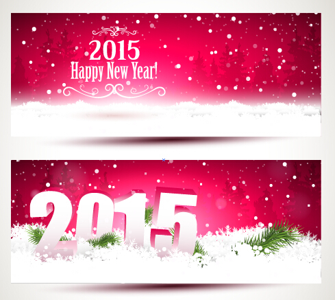 2015 glückliches Winterbanner Vektor 01 winter Neujahr banner 2015   