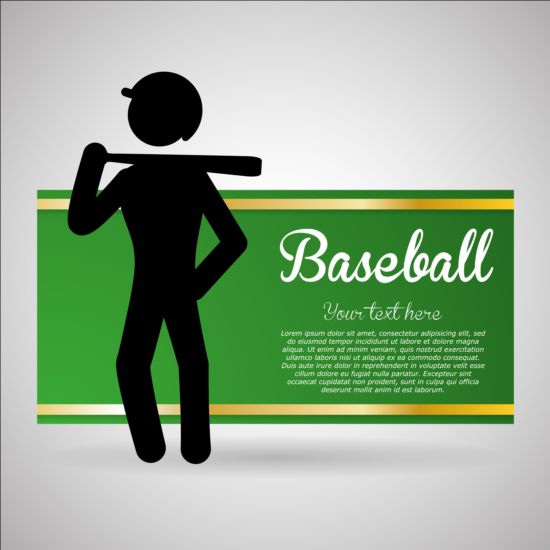 Bannière de baseball vert avec les gens silhouette vecteurs ensemble 06 vert silhouette personnes baseball Bannière   