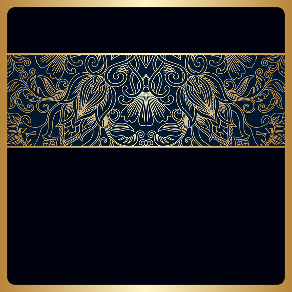 Schwarzer Hintergrund mit verziertem Ornament Goldvektor 01 Schwarz ornate ornament gold   