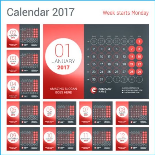 Calendrier 2017 avec photo vector design 10 photo calendrier 2017   