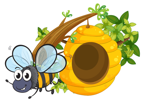 漫画の蜂と蜂の巣のベクトル材料02 蜂 漫画 ビーハイブ   