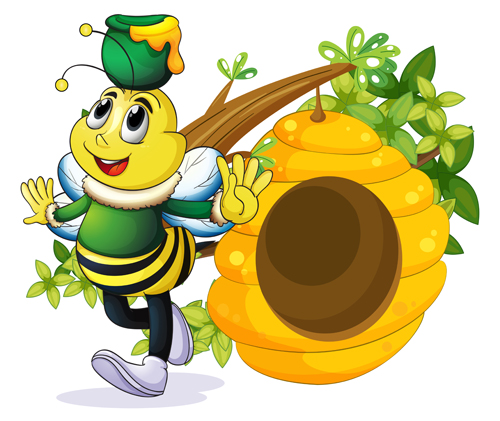 Cartoon-Biene und Bienenstöcke Vektormaterial 11 cartoon Bienenstöcke Biene   