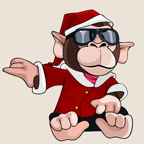 Cartoon-Affe als Santa Claus Vector verkleidet santa dressed Claus cartoon Affe   