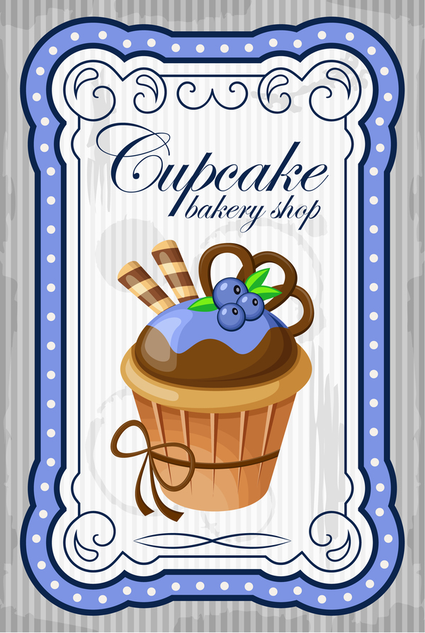 Cupcake affiche rétro Design vecteurs 04 police rétro design cupcake affiche   