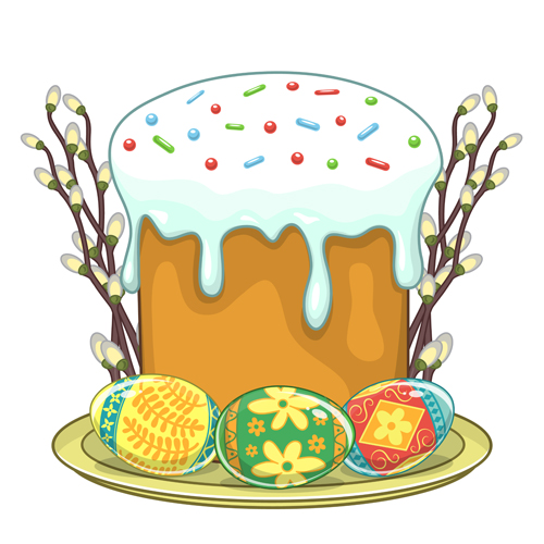 Niedliche Osterkuchen-Vektordesign Grafik 01 Ostern Kuchen cute   