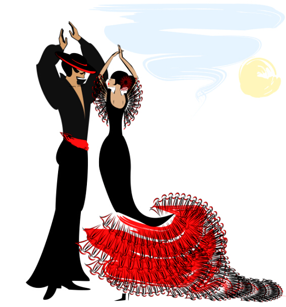 Vecteur de conception de danseur de flamenco 01 flamenco design danseur   