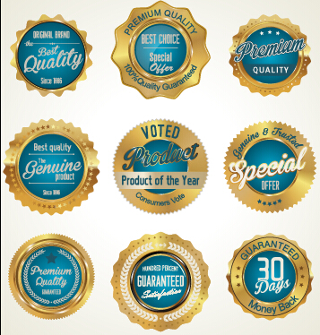 Étiquettes commerciales de luxe dorées avec des badges vecteur 03 or luxe commercial badges   