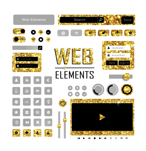 Golden styles Web-Elemente Vektor-Kit web Stile golden Elemente   
