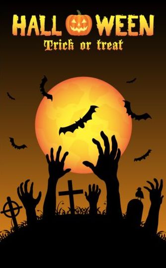 Halloween-Nachthintergrund mit Zombies Vektor 08 Zombies Nacht halloween   
