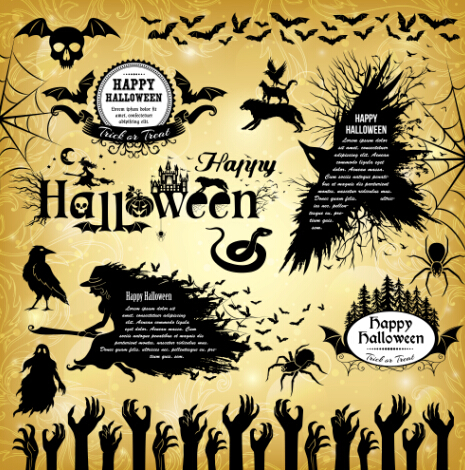 Cadre de texte d’Halloween avec des éléments de conception vecteur 03 texte halloween elements   