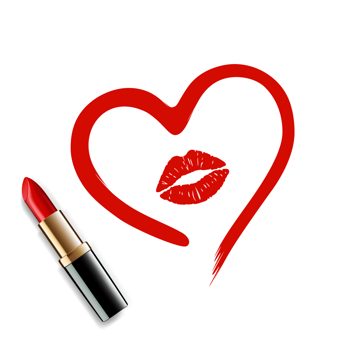 Coeur avec le rouge à lèvres vecteur matériel 05 rouge à lèvres matériel coeur   