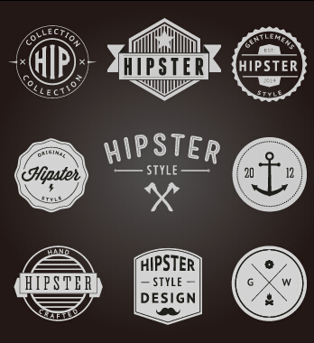 Hipster style badges et étiquettes vectorielles graphiques 02 hipster étiquettes étiquette badges badge   