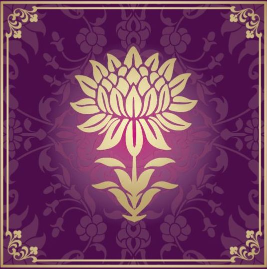Style indien floral violet fond vecteur 04 style pourpre indien fond floral   