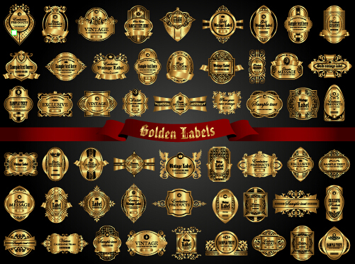Luxus-Gold-Frame-Etiketten setzen Vektor 03 Luxus label gold frame   
