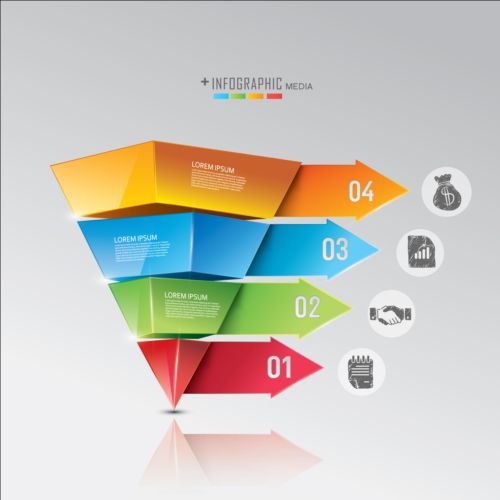 Media infographischer Gestaltungsvektor 10 Medien Kreativ Infografik   