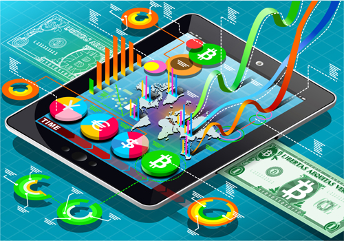 金融インフォグラフィックスと現代の技術ベクトル03 財務 最新 技術 インフォグラフィック   