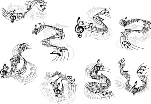 ミュージックノートデザイン要素セットベクトル02 音楽 要素 メモ デザイン   